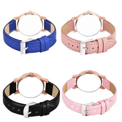 Image of Multicolor Flower Dial Leather Strap Gifts for Women Formal Girl's and Women's Watch Women's Analog Combo Watch for Women (Pack of 4)