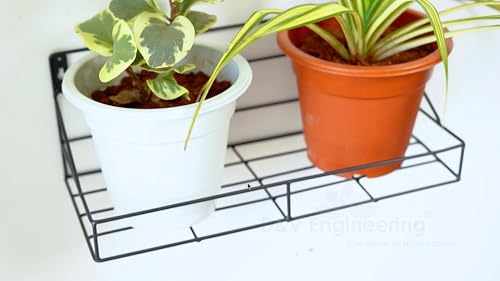 Image of D&V Engineering Metal Wall-Mounted Planters Stand | Hanging Flower Pot Holder for Balcony, Living Room, Office Decor | Space-Saving Plant Stand | Holds Up to 20kg | Pack of 4, Black