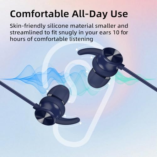 Image of UN1QUE Wireless Earphones Bluetooth In Ear Neckband -24 Hours Playtime,Adjust Eq Bass,Magnetic Instant Connection,20 Mins Charge -Ergonomic Neckband With Mic,Type-C Charging,Ipx5 Waterproof(Blue)