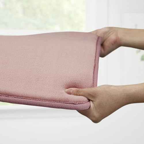 Genteele Memory Foam Bath Mat Non Slip Absorbent Super Cozy Velvet Bathroom Rug Carpet (60 inches X 17 inches, Mauve)