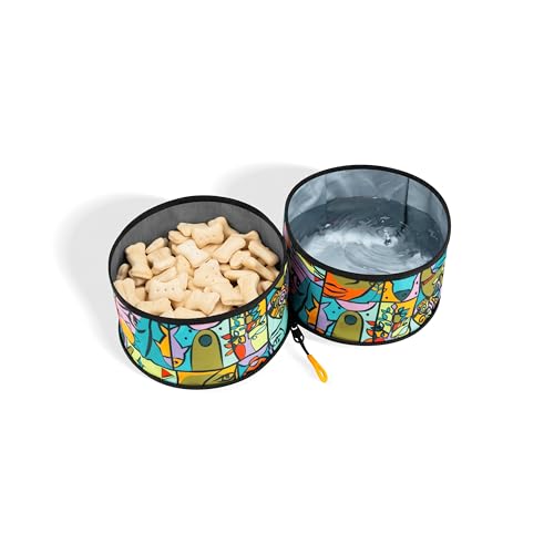 OllyDog Superbowl | Collapsible Dog Travel Bowl | 2-Compartment Food & Water | Foldable Portable Dog Dish | Hiking Camping Backpacking | Small Medium Large Dogs (Cloud9)