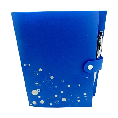 Sweda Small 6.25" W X 8" H Plastic Hardcover Notebook, 80 Sheets/160 Pages, Miniature Organizer, Notepad With Pen, Snap Closure (Blue) #TOP5