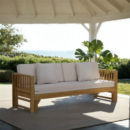 Solid Wood Patio Daybed with Cushions
