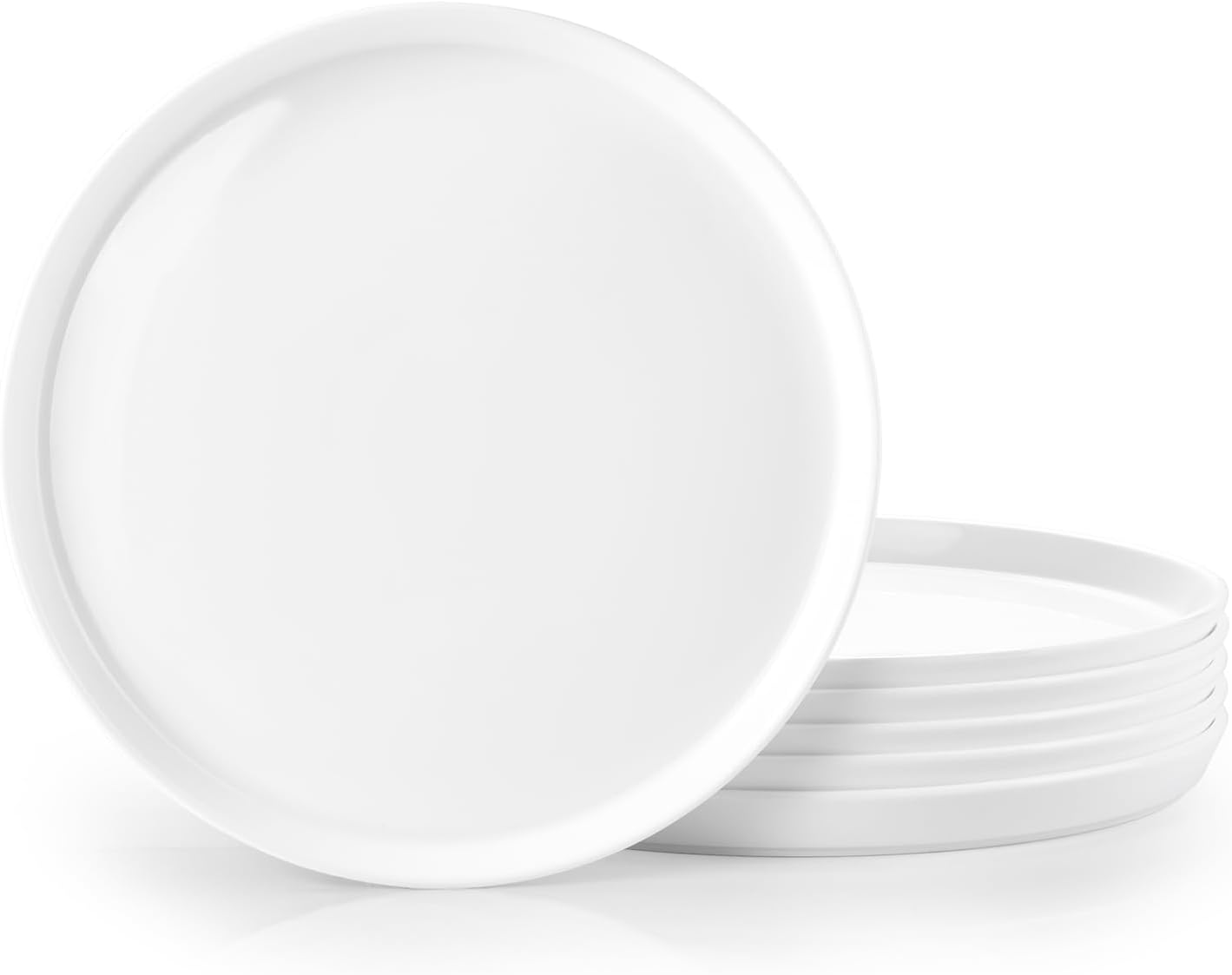 KINGSTONE 6-Piece Flat Dinner Plates, 10.25 inch Bone China Plate Set