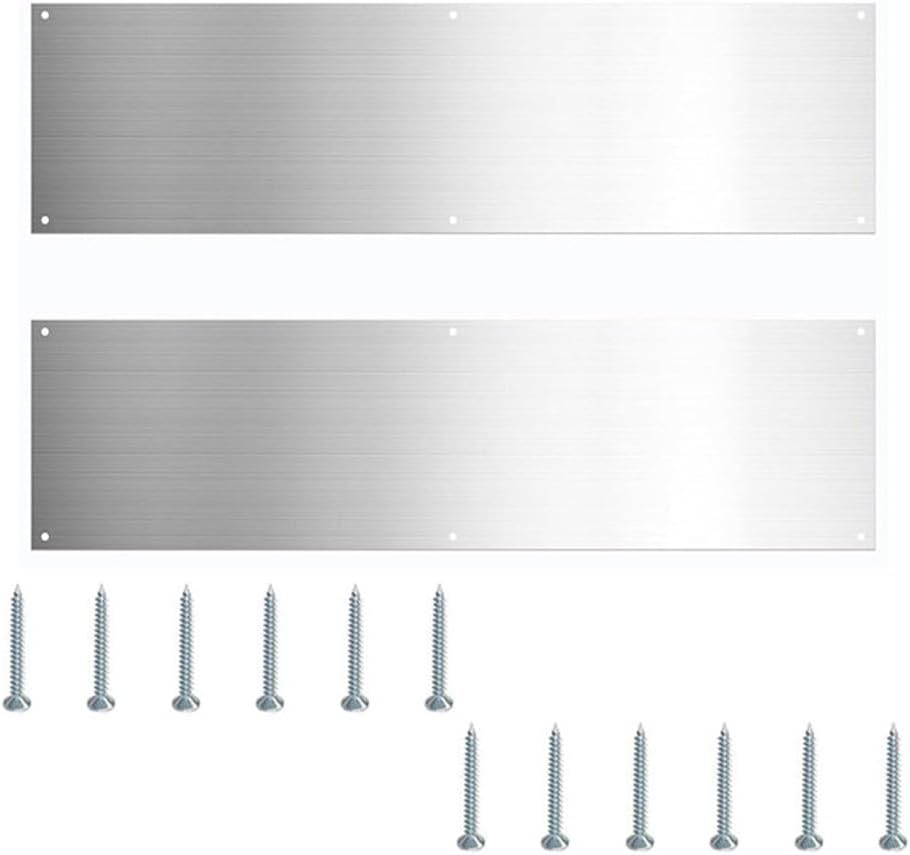 Decorative Door Kick Plate for Interior and Exterior Swing Doors, 16 Inch Aluminum and Stainless Steel Door Protector, Metal Door Guard with For Easy