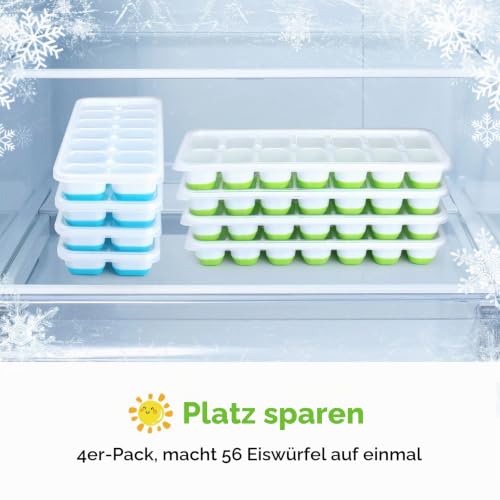 JRISBO Silikon Eiswürfelform mit Deckel BPA Frei, 8 Pack Eiswürfelbehälter Stapelbar & LFGB-Zertifiziert… – Ansicht 5