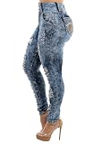 Moda Xpress Womens Juniors Butt Lift High Rise Acid Wash Ripped Skinny Jeans 12263H