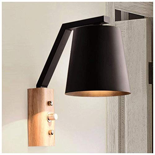 Lampe murale en bois nordique GZZ Gyy noire pour chambre et salon