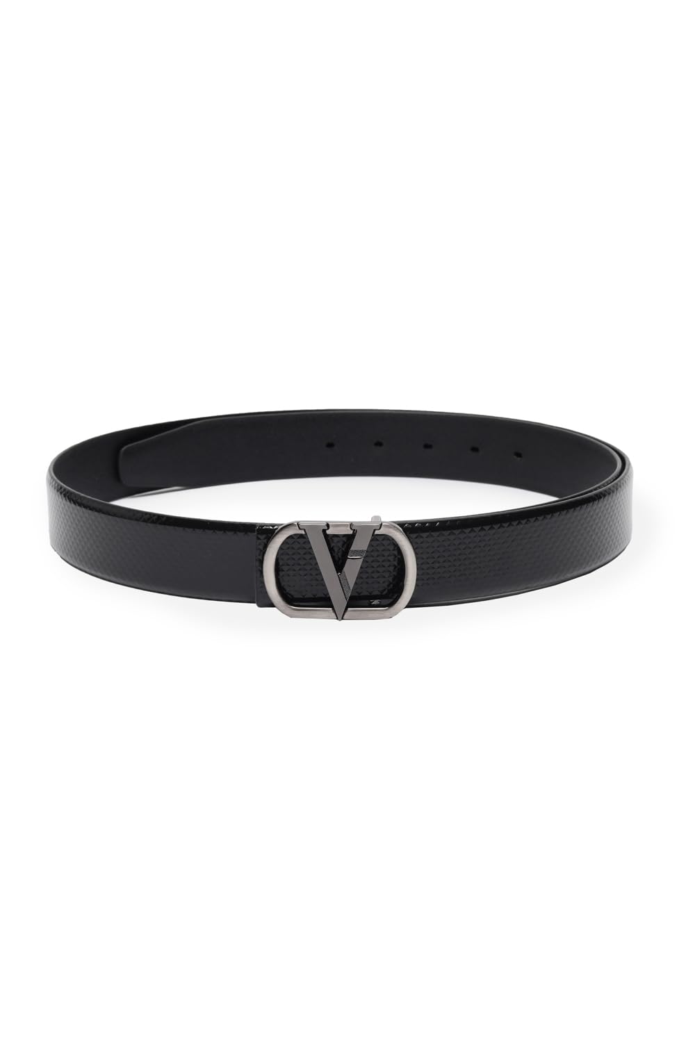 Men Black Textured Casual Belt-image-48