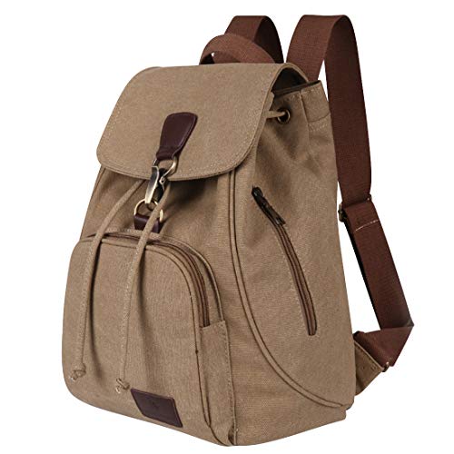 Qyoubi Canvas Fashion Backpacks Purse Casual Outdoor Shopping Daypacks Sports Rucksack Hiking Travel Multipurpose Bag Khaki