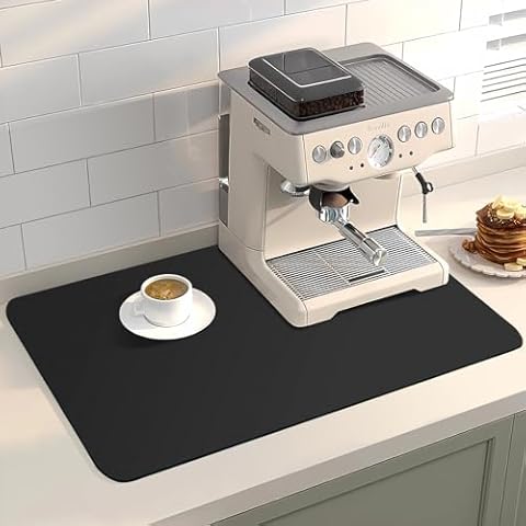 Coffee Bar Mat for Spill-proof, 18 x 12 Inch Hide Stain Abosrbent Coffee Mat | Non-Slip Rubber Backed Coffee Bar Accessories Under the Cofee Machines Cover