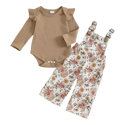 Lucikamy Infant Ribbed Romper & Overalls Set Cover