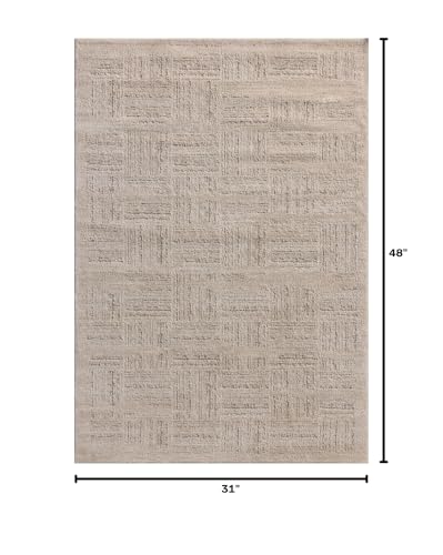 Image of Loloi Amber Lewis Monty Collection MOT-01 Ivory /Taupe 2'-7 inch x 4', .50 inch Pile Height, Area Rug