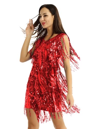 Robe de danse latine sans manches costume de jazz paillette rumba tango de bal