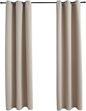 Blackout Curtains with Rings 2 pcs Beige 37"x84" Fabric,Blackout Curtains,Room Darkening Heat Insulation Curtains,Suitable for Bedroom,Living Room,Dining Room