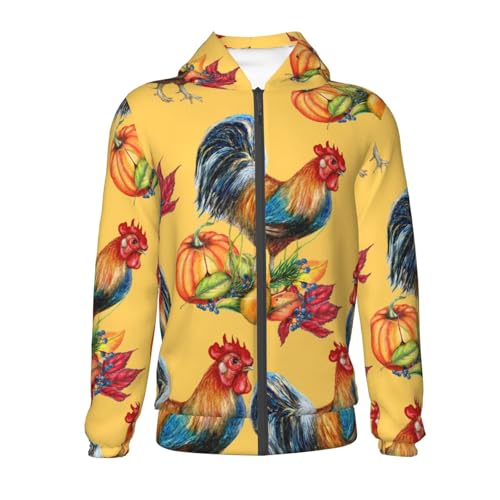 Watercolor Rooster Kids Pullover Hoodies Boys Zip Up Sweatshirts Girls Athletic Clothes with Pocket2
