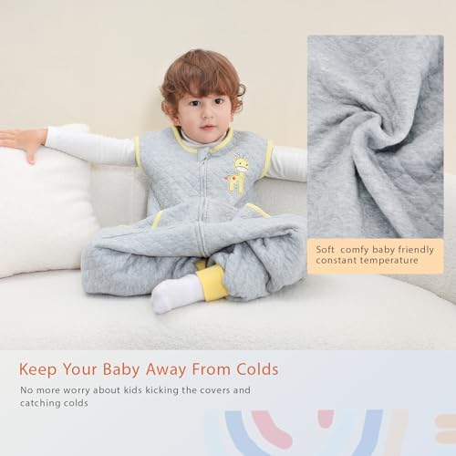 Image of WONDAY Toddler Sleep Sack with Feet, 1.0 Tog Lightweight Sleeping Sacks for Walking with Legs,3T 5T