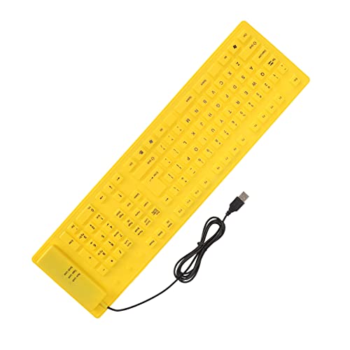 Clavier enroulable silencieux et étanche en silicone jaune pour le voyage