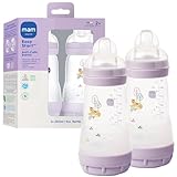 MAM Easy Start Anti-Colic Baby Bottle 9 oz, Medium Flow, Breastfeeding-Like Silicone Nipple Bottle, Reduces Colic, Gas, & Reflux, Easy-to-Clean, BPA-Free, Vented Baby Bottles for Newborns, 2+ Months