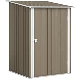 Outsunny Casetta da Giardino 0.92m², Marrone e Bianco