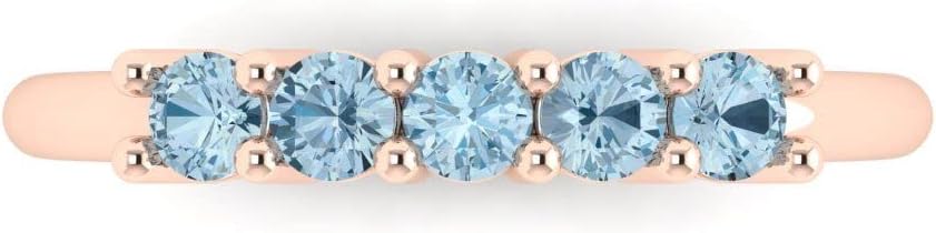 Clara Pucci 14K Rose Gold Stacking Vintage Natural Sky Blue Topaz Eternity Wedding Band (0.35 cttw)