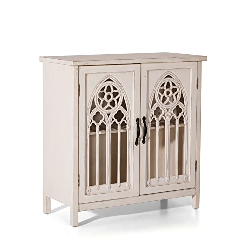 Maison Arts Accent Cabinet With 2 Doors, Decorative Storage Cabinet With Hollow Church Window Farmhouse Distressed Display Cabinet Kitchen Sideboard Buffet Cabinet For Entryway Living Room Bedroom #TOP6