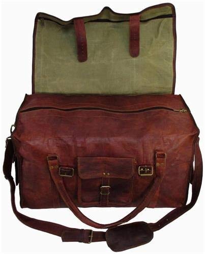 28 Inch Mens Retro Style Carry On Luggage Flap Duffel Leather Duffel Bag By Tom&Clovers Bags #TOP5