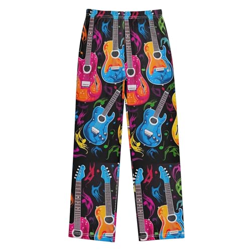 Guitar Long Pajama Pants Elastic Waist PJ Bottoms with Pockets S A1101392