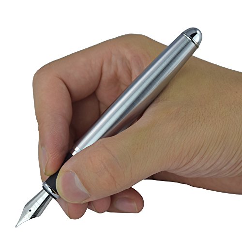 Jinhao Fountain Pen Silver Trim Medium Nib X750 With Gift Box (Stainless Steel) #TOP6
