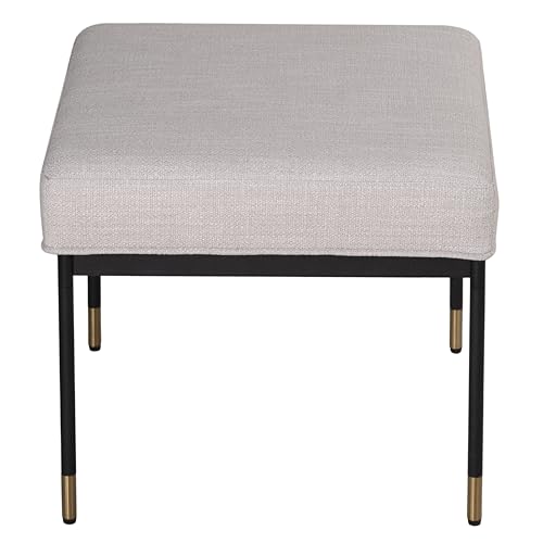 Cortesi Home Chaplin Fabric Ottoman, Beige with Black and Gold Metal Legs 18x18 by Cortesi Home - Image 3