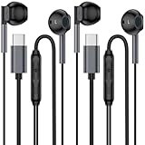 USB C Earbuds Wired Headphones for Samsung Galaxy Z Fold 7 Flip 7 A17 A16 A56 S25 Edge S24 S23 S22 S21 2Pack in-Ear Earphone with Microphone Volume Control Type C Headphone for Pixel 10 Pro XL 9a 9 8