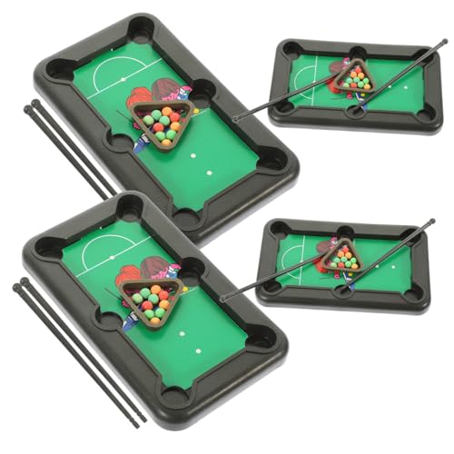 MUELODSIC Mini Table De Billard Miniature Portable en Plastique Robuste, Lot De 4 Set De Sets De Jeux De Billard De Bureau Compacts pour Garçon Et Filles, pour Loisirs Et Divertissement en Intérieur