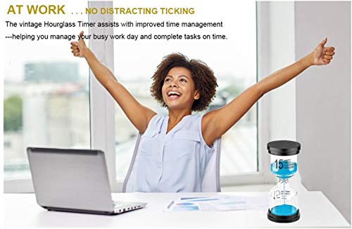 15 Minute Sand Hourglass Timer: Plastic Sand Clock 15 Minutes, Large Blue Sand Watch 15 Min, Hour Glass Colorful Sandglass Timer For Kids, Games, Classroom, Kitchen, Decoration #TOP3