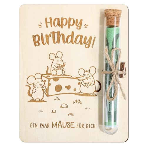 BOFUNX Geldgeschenk zum Geburtstag aus Holz Happy Birthday Geldgeschenke mit Reagenzgläser Lustige â€¦ – Miniatur