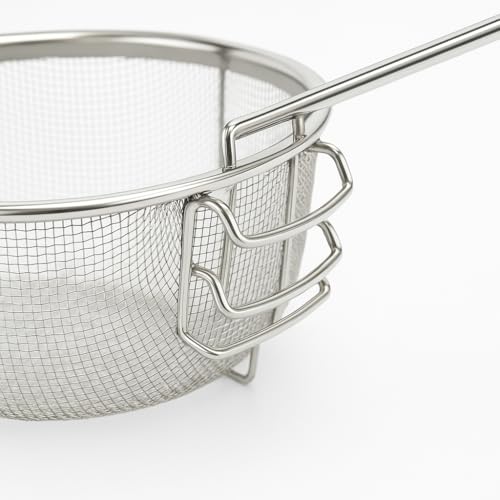 Space Home - Frisierkorb mit Klappbarem Griff und Haken für die Pfanne - Runder Fritteusekorb - Edelstahl - 23 cm
