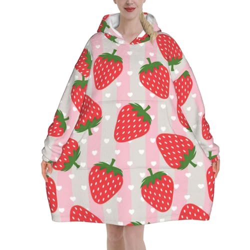 Couverture à capuche fraise en flanelle EdWal pour femme