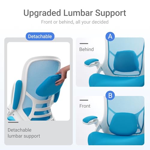 Image of HYLONE 400lbs Heavy Duty Office Chair, 5 inch Thickened Seat Ergonomic Desk Chair with Adjustable Armrests, Home Office Computer Chairs for Long Hours Mesh Executive Chair(Blue)