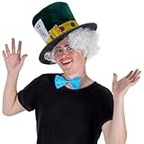 Mad Hatter Accessory Kit - Crazy Hat, Wacky Wig, and Blue Bowtie - Family Fun Costume Accessories - Unisex One-Size