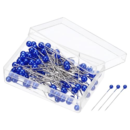 PATIKIL Pearlized Sewing Pins, 1 Set Stainless Steel Ball Head Needle Straight Quilting Pin for Dressmaker Decorations, Blue