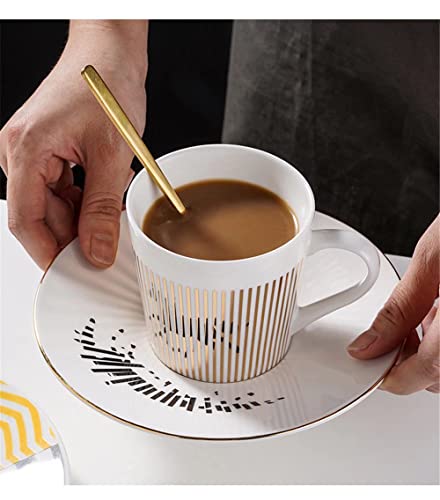 Hdjnal Horse Mirror Cup And Saucer Creative Luxury Art Mirage Inverted Image Cup Golden Inlay Porcelain Teacup Saucer For Cappuccino,Milks,Espresso,Tea,Coffee|Cute Pretty Gifts #TOP3