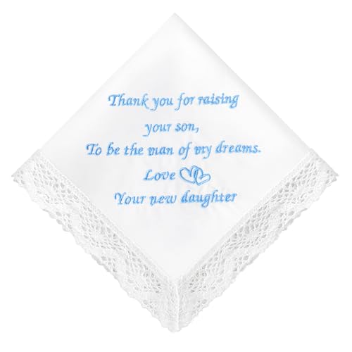 Image of HOULIFE Wedding Handkerchiefs for Bride Something Blue Bride Groom Gift