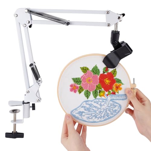 OLYCRAFT Weißes Sticktischständer Set 8mm Loch Handstickständer Klappbarer Kreuzstichständer Stickrahmenhalter Mit Klemme 360 drehbarer Stickständer Für Stickrahmen