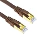 Produktbild G-Shield 1m Cat7 Ethernet LAN Kabel 10 Gigabit 600MHz RJ45 Flachkabel - 1 Meter Braun