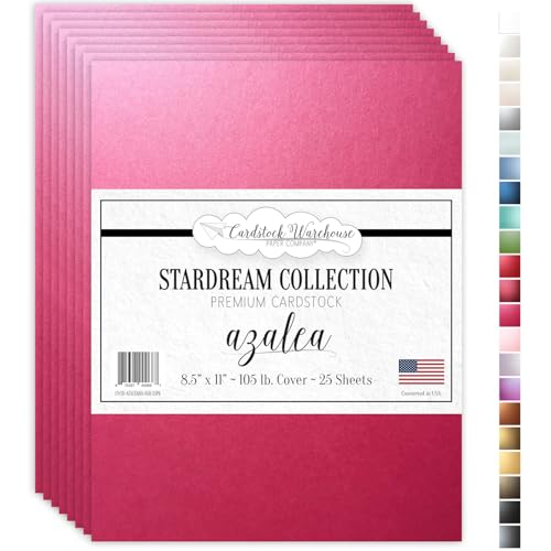 Cardstock Warehouse Stardream Azalea Pink Cardstock Paper - 25 Sheets, 8.5 x 11" – 105 lb / 284 GSM Premium Metallic Pink Card Stock for High-end Printing, Card Making, Die-cutting & DIY Projects