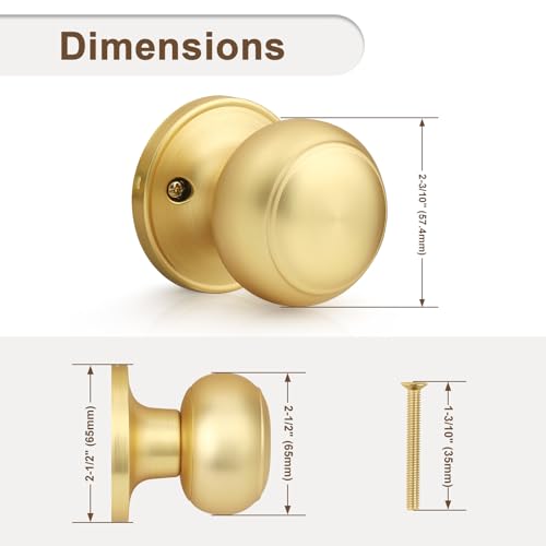 Probrico 4 Pack Gold Dummy Door Knob Closet Doorknobs, Individual Non-Turning Dummy Door Handle Single Side, Gold Interior Door Knobs by Probrico - Image 4