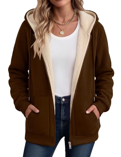 Image of Zeagoo Womens Fleece Zip Up Jacket Sherpa Lined Fall Winter Jacket Casual
