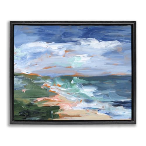 'Crashing Beach Waves Abstract Scene'| Floating Frame Canvas Art