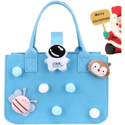SIADEE Storage Creative Felt Gift bags for Kids Birthday Gift Happy Bithday Gift Bags Christmas bags Travel Bag Tote Bag Lightweight Foldable Big Gift Bag (Blue Astronaut) Cover