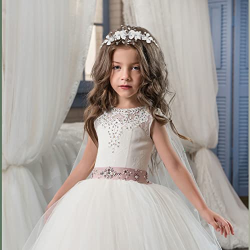 Flower Girl Hair Accessories Flower Girl Headband and Bracelet Holy Communion Hair Accessories for Girls Wedding Bridal Accessory for Women - Image 4