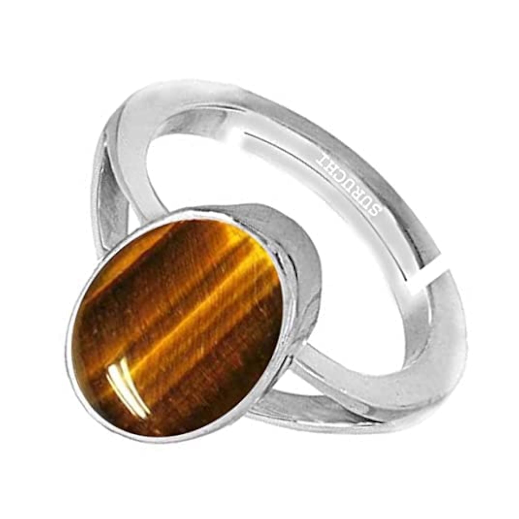 Men's 925 Sterling Silver Adjustable Tiger Eye Gemstone Ring, Astrological Certified